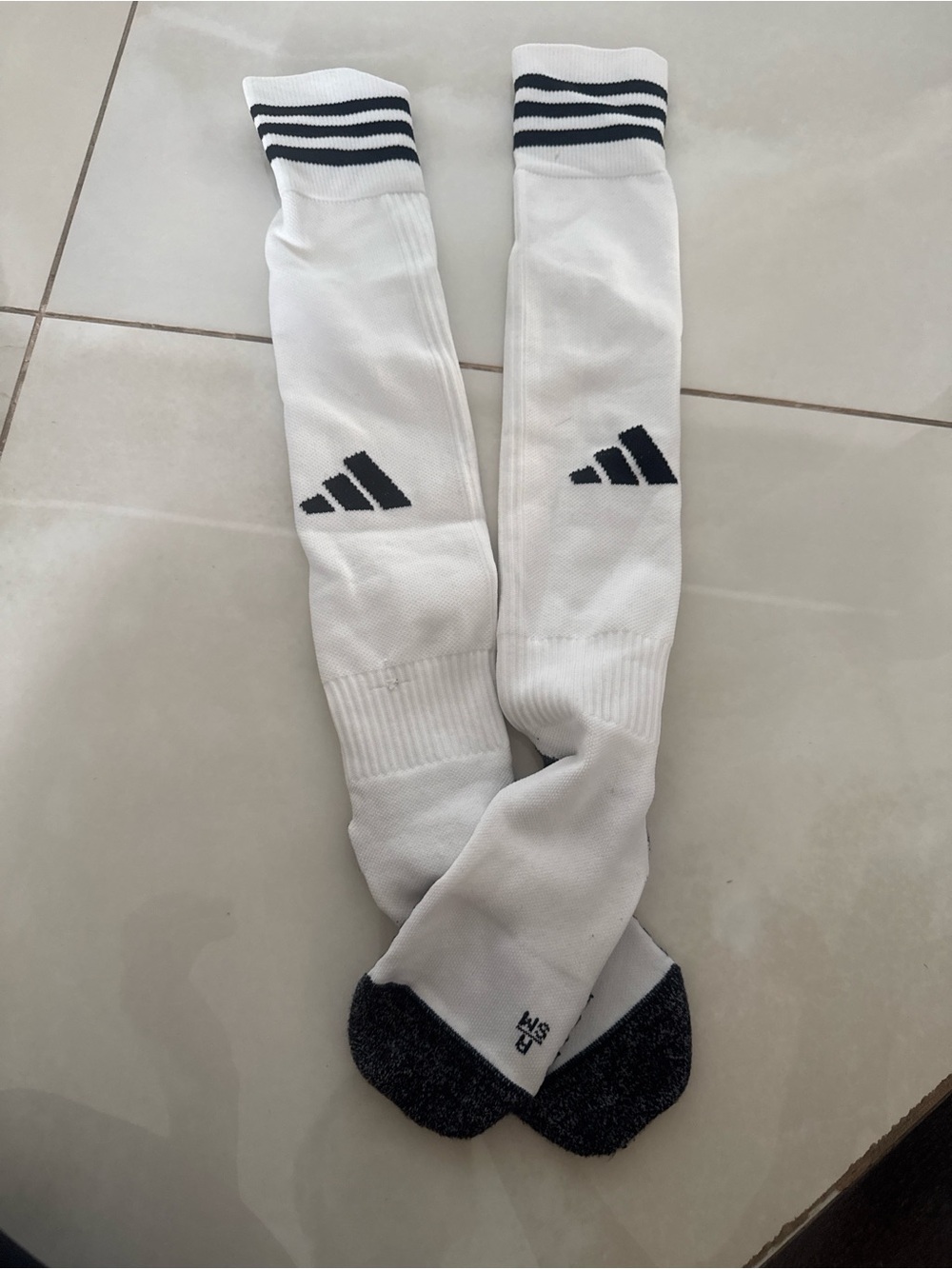 adidas White Athletic Crew Socks with Black Accents
